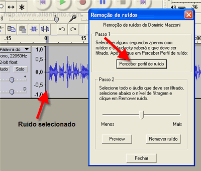 Audacity - Efeitos perceber ruído