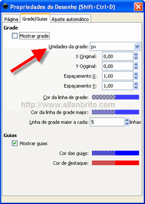 Inkscape Propriedades do desenho