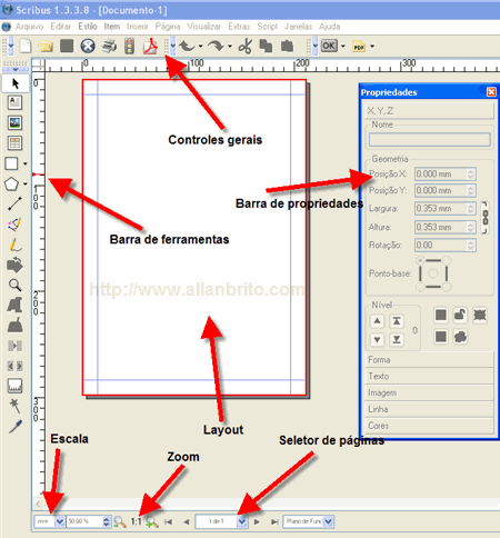 Interface do Scribus