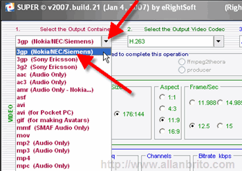 Escolhendo 3GP no SUPER