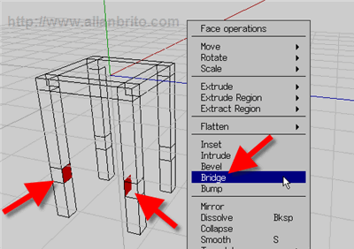 Wings 3D - Seleção de faces e Bridge