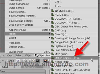 Mocap - Blender Menu