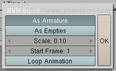 Mocap - Blender Import Options