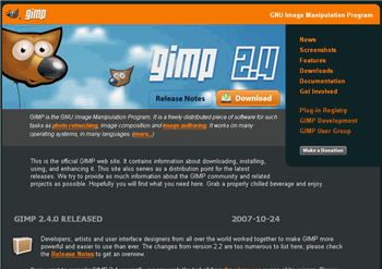 Novo web site do Gimp