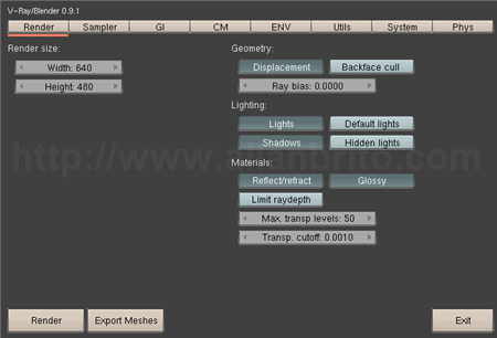 Interface do Script V-Ray