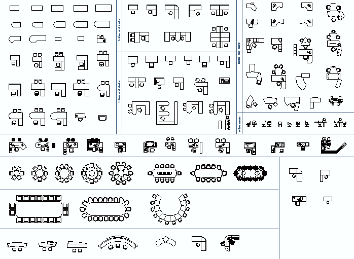 118 blocos gratuitos para AutoCAD: Escritórios