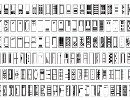 135 blocos para AutoCAD com portas em elevação