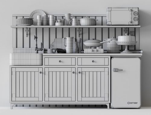Cozinha 3D gratuita com móveis estilo vintage